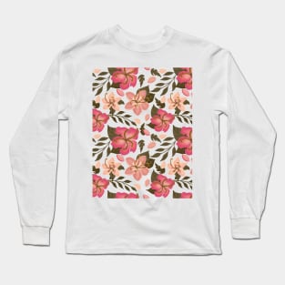 Sunny Digital Tropical Florals - Warm Palette Long Sleeve T-Shirt